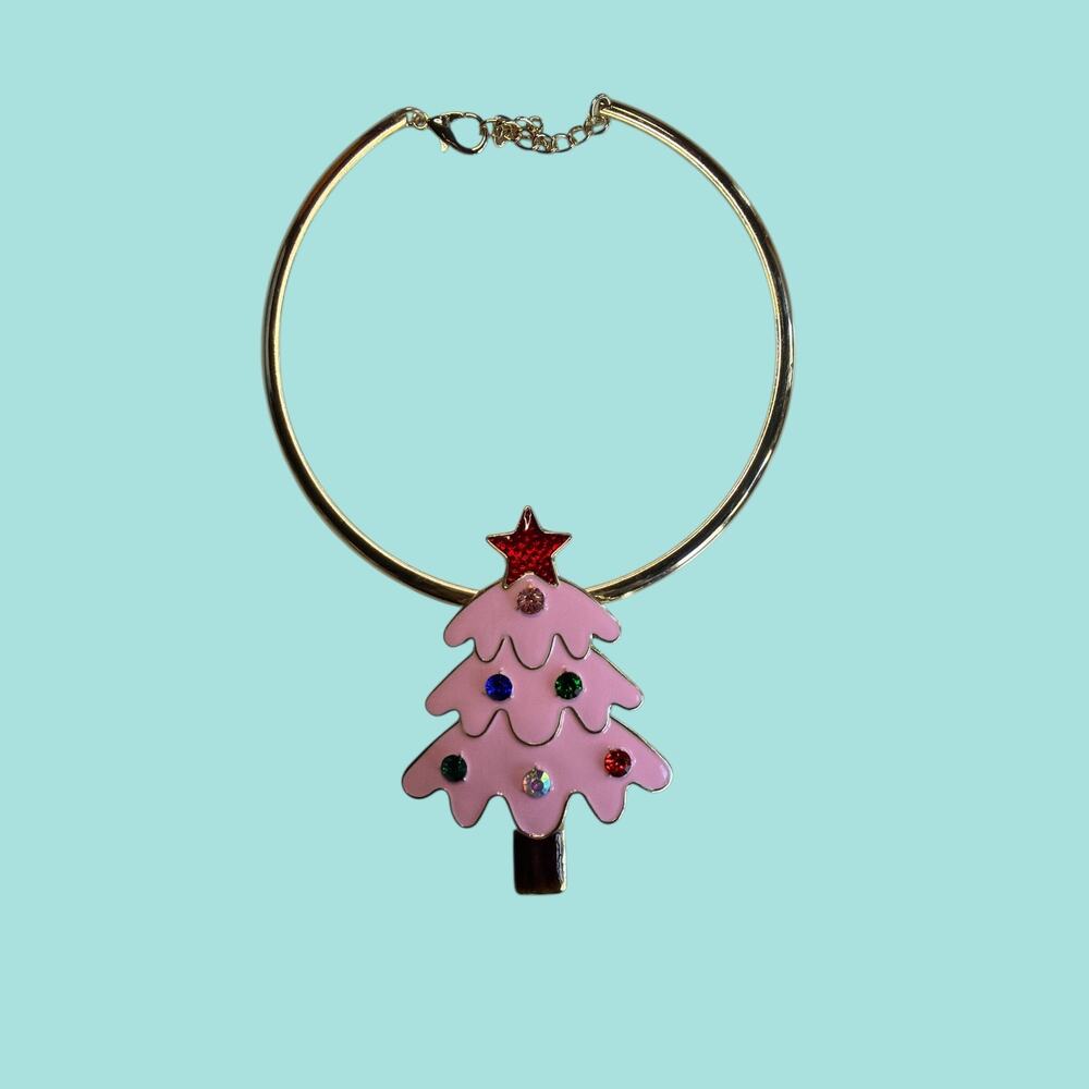 Pink Xmas Tree Necklace